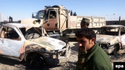 File photo of a bomb blast in Helmand.