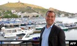 Dmitri Medvedev în Sevastopol, duminică 25 mai.