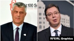 Both Kosovar President Hashim Thaci (left) and his Serbian counterpart Aleksandar Vucic are amenable to the idea of redrawing the borders between their countries. (composite file photo)