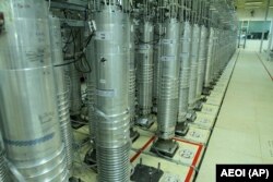 Centrifuge machines in Iran's Natanz uranium-enrichment facility.
