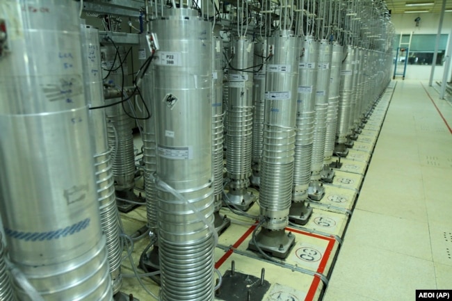 Centrifuge machines in Iran's Natanz uranium-enrichment facility.