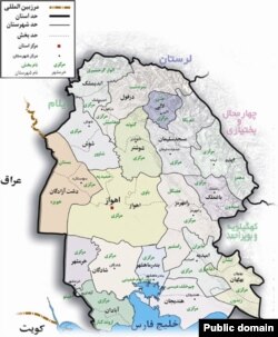 نقشه ایالت خوزستان ایران