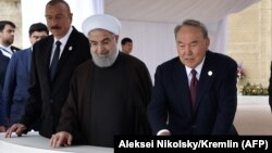 İ.Əliyev, H.Ruhani, N.Nazarbayev