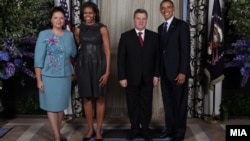 Претседателот Ѓорге Иванов и неговата сопруга на прием организиран од американскиот претседател Барак Обама во Њујорк.
