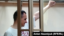 Ukrainian film director Oleh Sentsov in court in Rostov-on-Don in August 2015