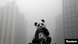 Скульптурная композиция "Панды", Пекин, 28 февраля 2013 года.