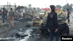 تصویر مربوط به رخداد روز سه‌شنبه در بغداد است که انفجار یک خودروی بمب‌گذاری شده به کشته شدن دست‌کم ۱۱ نفر انجامید.