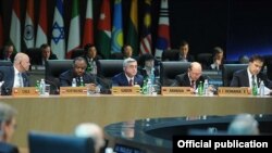 South Korea - Serzh Sarkisian, President of Armenia (C), at the 12th Nuclear Security Summit in Seoul, 27Mar2012