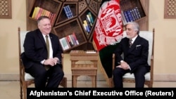 Abdullah Abdullah, President Ashraf Ghani's political rival, met with U.S. Secretary of State Mike Pompeo in Kabul, on March 23.