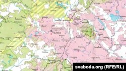 Фрагмэнт лінгвістычнай мапы Віленшчыны. 1914 год. Паводле кнігі "Lietuvos Rytai". Vilnius. 1993