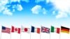 Drapelele celor șapte statele care fac parte din G7, grupul celor mai industrializate țări ale lumii