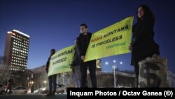 Protest în București pentru continuarea procedurii de înscriere a zonei Roșia Montană în patrimoniul UNESCO