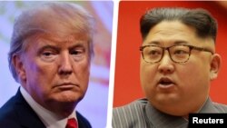 АҚШ президенті Дональд Трамп пен Солтүстік Корея басшысы Ким Чен Ын.