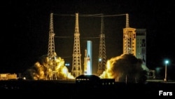 Photo released by Iranian news agencies show Iran's satellite launch which ended in failure.