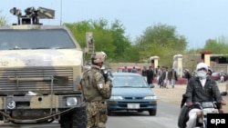 German soldiers from NATO's International Security Assistance Force on patrol in Konduz, Afghanistan