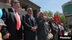 Armenia - Armenian Communist Party leader Ruben Tovmasian (C) addresses a May Day rally in Yerevan, 1May2012.