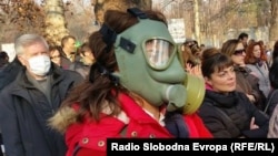 Архивска фотографија од еден од протестите против загадувањето во Скопје