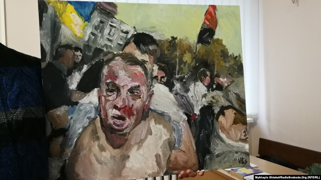 Картина «Шуфрич в Одесі», яку демонструє адвокат Олександр Нестеренко