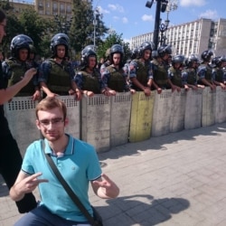 Денис Мищенко на акции протеста в Москве