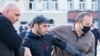 A man is detained during a protest rally in Vladikavkaz on April 20. 