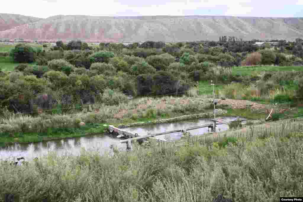 A man-made lake at the Karakol fish farm in the Ak-Suu region.