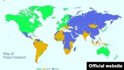 Карта свободы прессы Freedom House: синим отмечены страны с практически полным отсуствием свободы слова, зеленым - страны, где есть свобода прессы