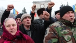Protestatari în centrul Chișinăului 