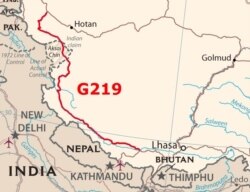 ШУАРдын Каргалык шаары менен Тибеттин борбору Лхаса шаарын байланыштырган G219 автоунаа кан жолунун картасы. КЭР.