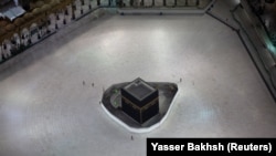 FILE: A general view of Kaaba at the Grand Mosque in Mecca, which is almost empty of worshippers, after Saudi authority suspended umrah (Islamic pilgrimage) to stop the spread of coronavirus infections.