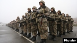 Armenia - Armenian army soldiers are lined up at a military base in Tavush province, 2Dec2016.