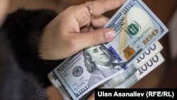 Доллар США и кыргызский сом. Иллюстративное фото.