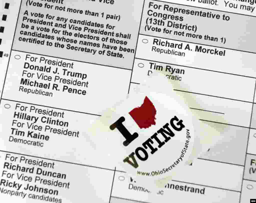 An unmarked ballot for the 2016 U.S. presidential election at a polling location in Kent, Ohio.