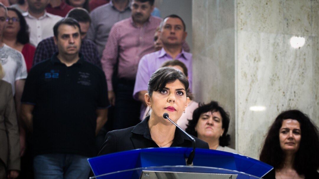 Laura Codruta Koevesi, la conferința de presă de după demiterea ei de către președinte, 9 iulie, 2018