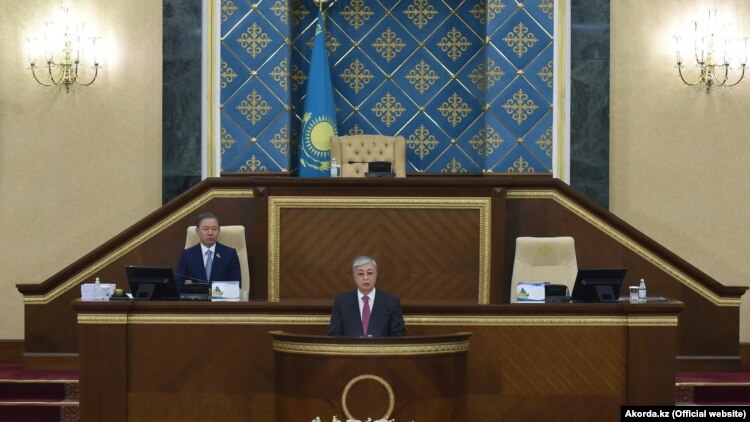 Президент Казахстана Касым-Жомарт Токаев выступает с «посланием народу». Нур-Султан, 2 сентября 2019 года.