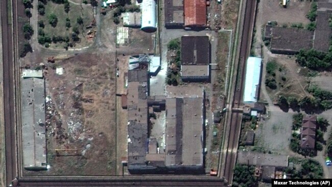 Сателитно изображение на затворническата колония в Еленовка, направено от Maxar Technologies от 30 юли 2022 г.