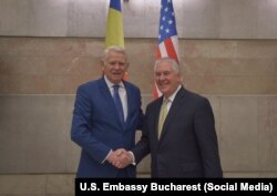 Teodor Meleșcanu și Rex Tillerson la București, 15 noiembrie 2017