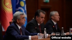 Tajikistan -- Armenian President Serzh Sarkissian takes part in a CSTO summit, Dushanbe, 15Sep2015