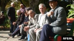 Armenia -- Pensioners sitting in a park in Yerevan, undated