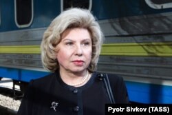 Тетяна Москалькова на залізничному вокзалі в Києві, 26 червня 2018 року