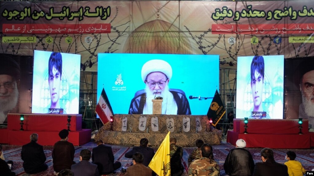 The leader of Bahrain's Shiites, Sheikh Issa Qassem addressing the Fatemiyoun gathering. August 13, 2020