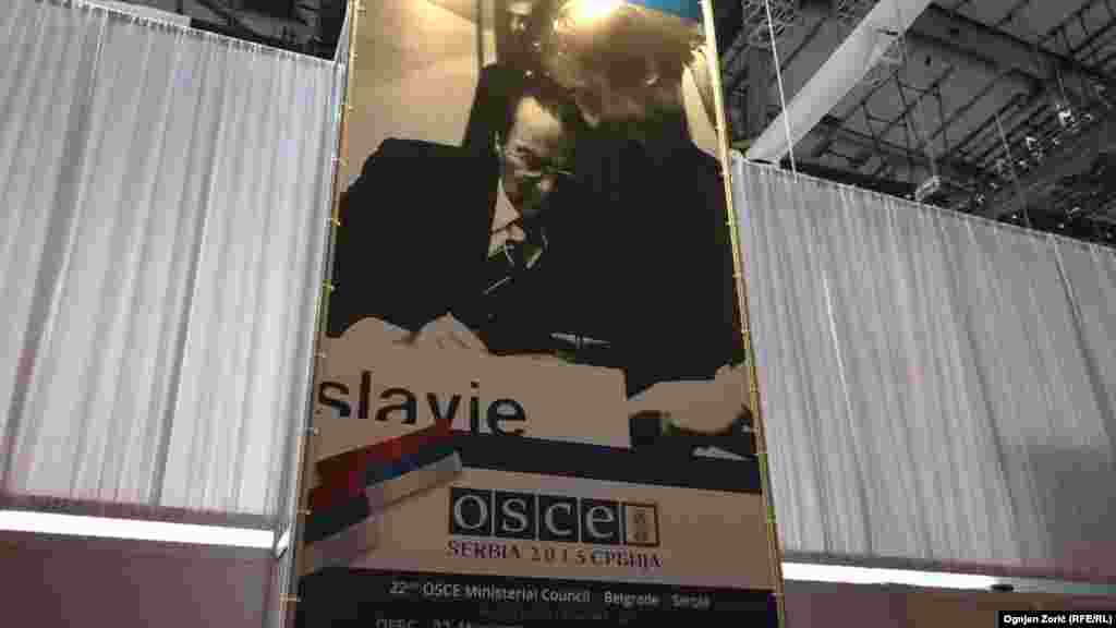 Serbia, Belgrade, the photograph of Josip Broz Tito in the Belgrade arena where the OEBS meeting is held 03dec2015