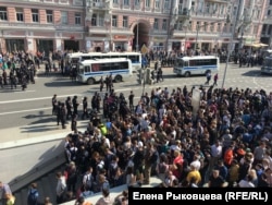 Proteste în Piața Pușkin din Moscova, 5 mai 2018