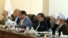 Former president Mahmoud Ahmadinejad (third from right) in the meeting of Expediency Discernment Council sitting with the establishment while often attacking them. 