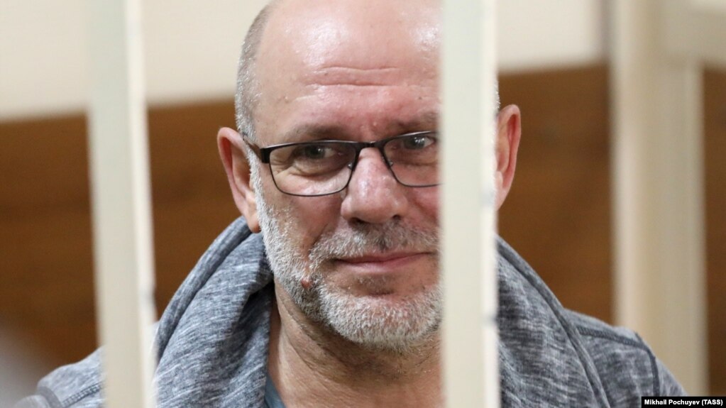 Aleksei Malobrodsky, former art director of the Gogol Center theater, attends a court hearing in Moscow on June 21.