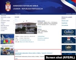 Sporni tekst još uvek se nalazi na sajtu srpske Ambasade u Portugalu (14. 2. 2019.)