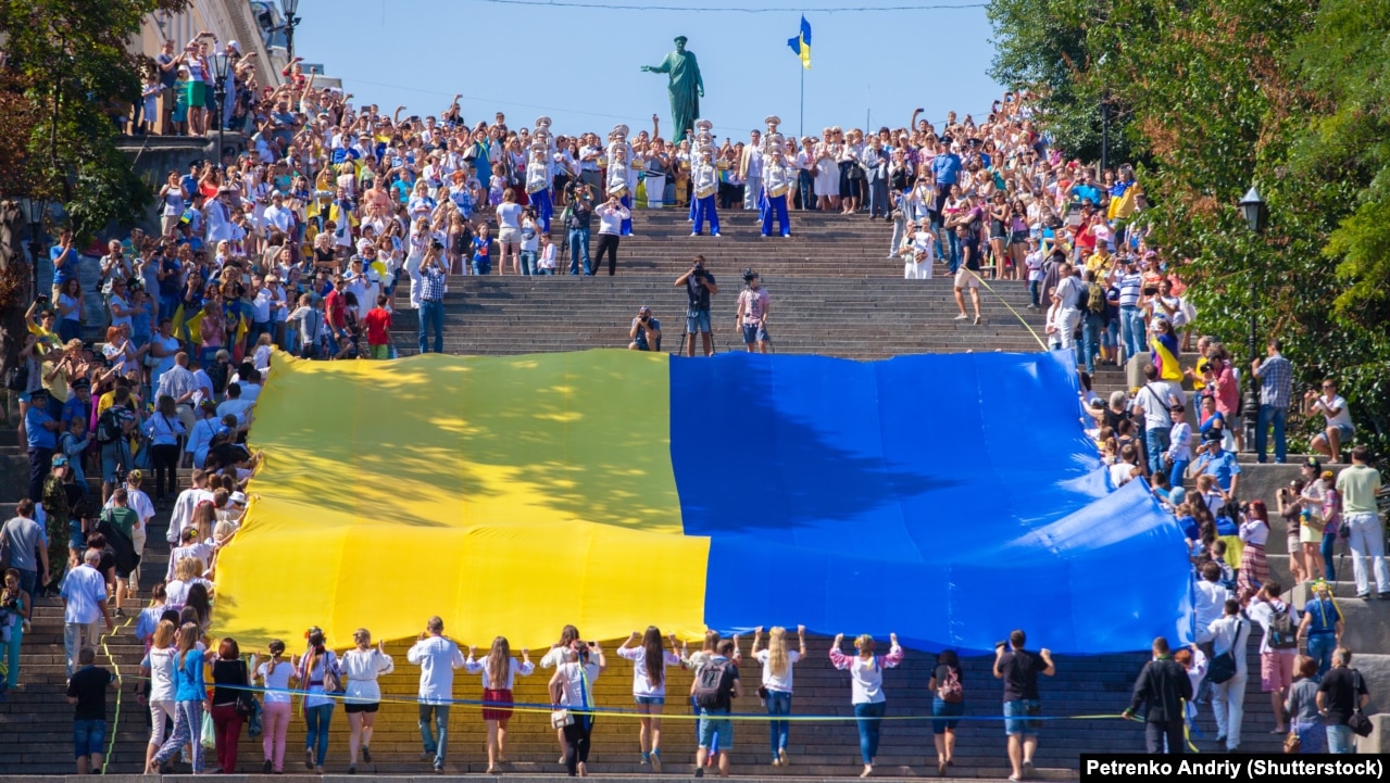 Потьомкінські сходи. Відзначення Дня Державного Прапора України в Одесі, 23 серпня 2014 року