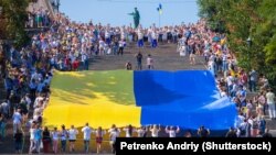 Потьомкінські сходи. Відзначення Дня Державного Прапора України в Одесі, 23 серпня 2014 року