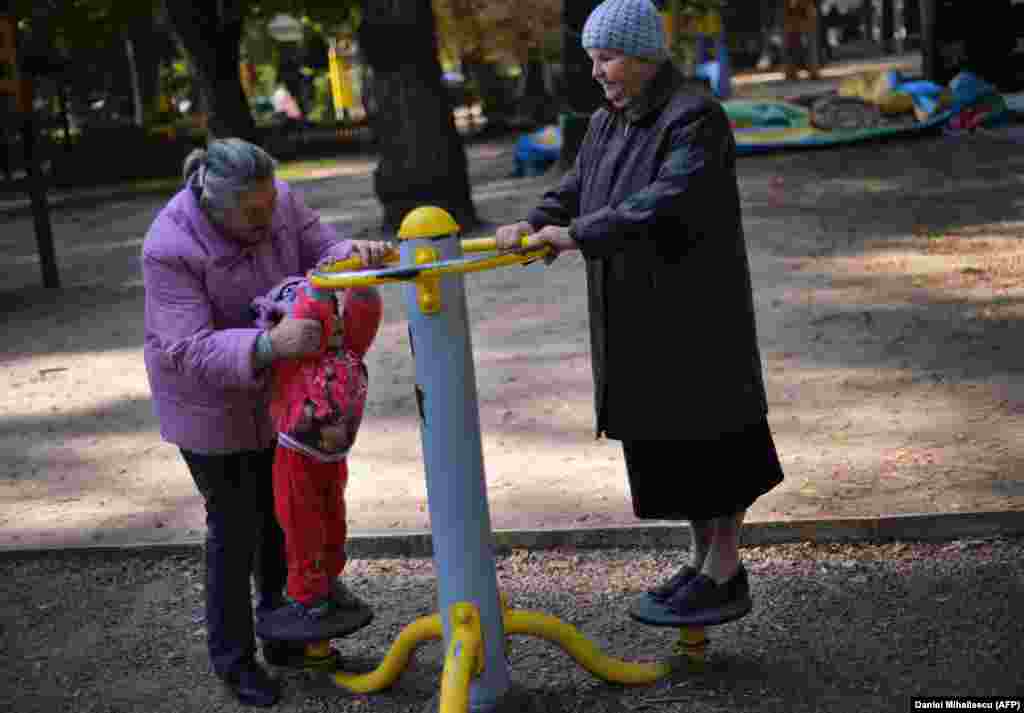 A playground in a downtown park in the capital