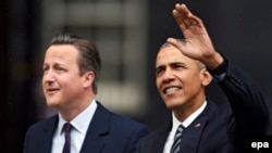 Дэвид Кэмерон (сол жақта) және Барак Обама. Лондон, 22 сәуір 2016 жыл.