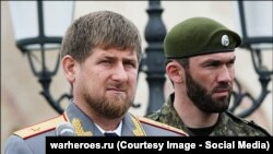 Chechen parliament speaker Magomed Daudov (right) with the region's strongman leader Ramzan Kadyrov (file photo)